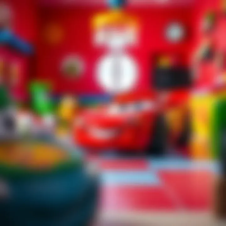 Lightning McQueen with friends in a colorful playroom