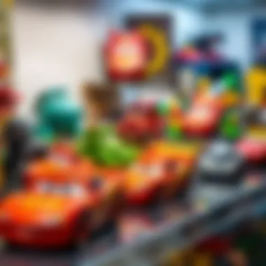 Diverse Lightning McQueen toy collection displayed on a shelf