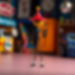 Creative representation of a stick figure with colorful elements