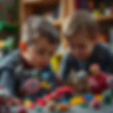 Kids Engaged with Marvel Toys Children playing with Marvel themed toys