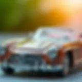 A close-up of a Mercedes metal toy car showcasing its intricate detailing and craftsmanship