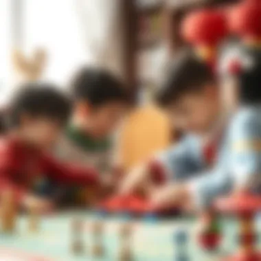 Children Interacting with Mikado Children engaged in a Mikado game, showcasing interaction