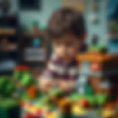 Interactive Play with Minecraft Themed Sets Child engaging with Minecraft themed playset