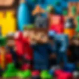 Colorful Minecraft toys displayed creatively