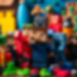 Colorful Minecraft toys displayed creatively