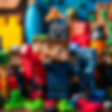 Vibrant Collection of Minecraft Toys Colorful Minecraft toys displayed creatively