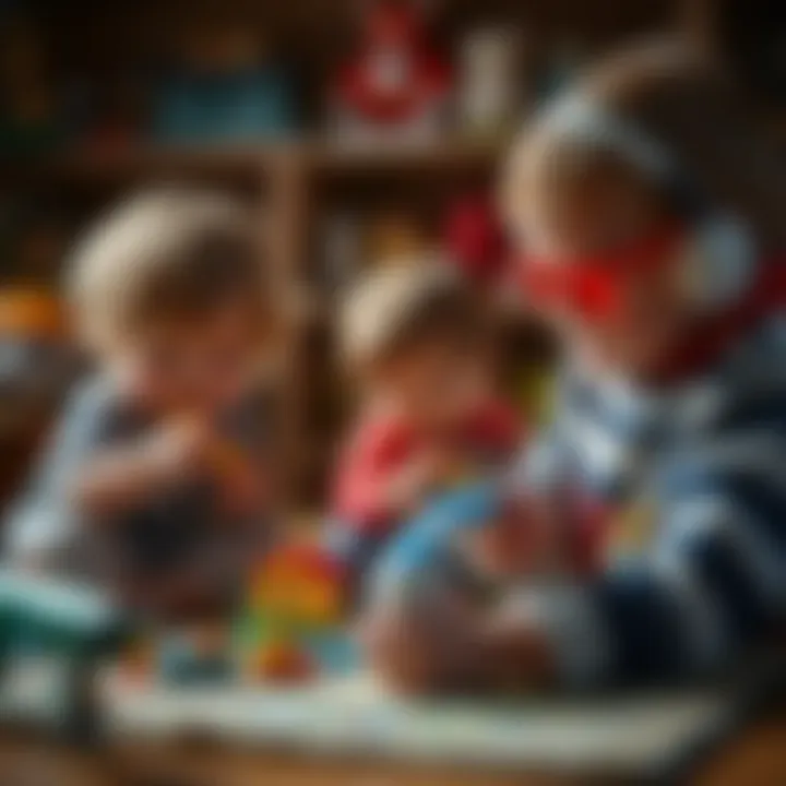 Children playing with imaginative toys, showcasing creativity.
