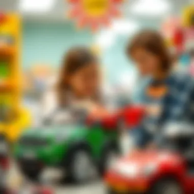 A parent choosing a mini car for their child