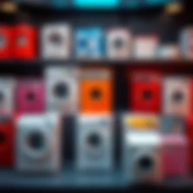 Various mini washing machine models on display