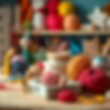 Creative crafting space with yarn and tools