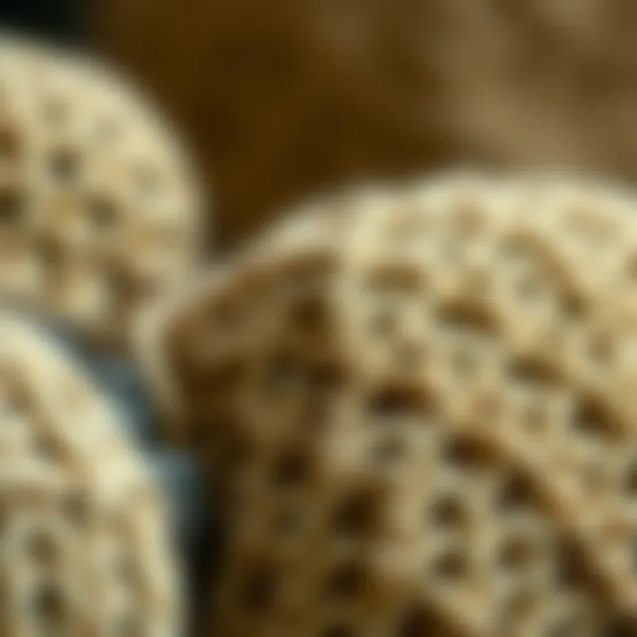 Close-up of intricate knitting details