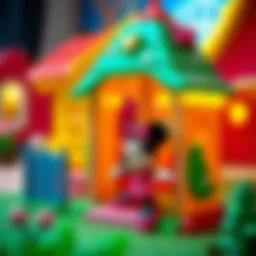 A vibrant Minnie Mouse playhouse showcasing its delightful design and colors