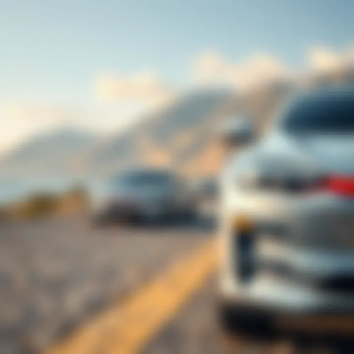 Modern electric car on a scenic road