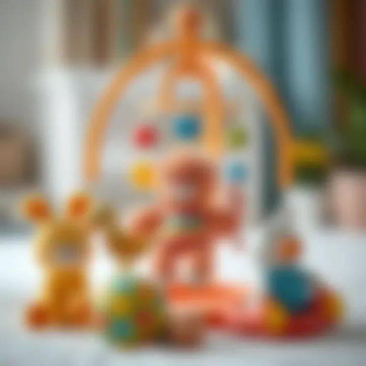 Colorful musical mobile with soft toys
