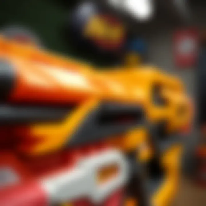 Close-up of a Nerf gun showcasing its features