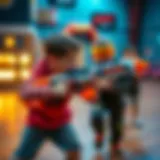 Nerf Strike game in action, showcasing strategic gameplay among children.