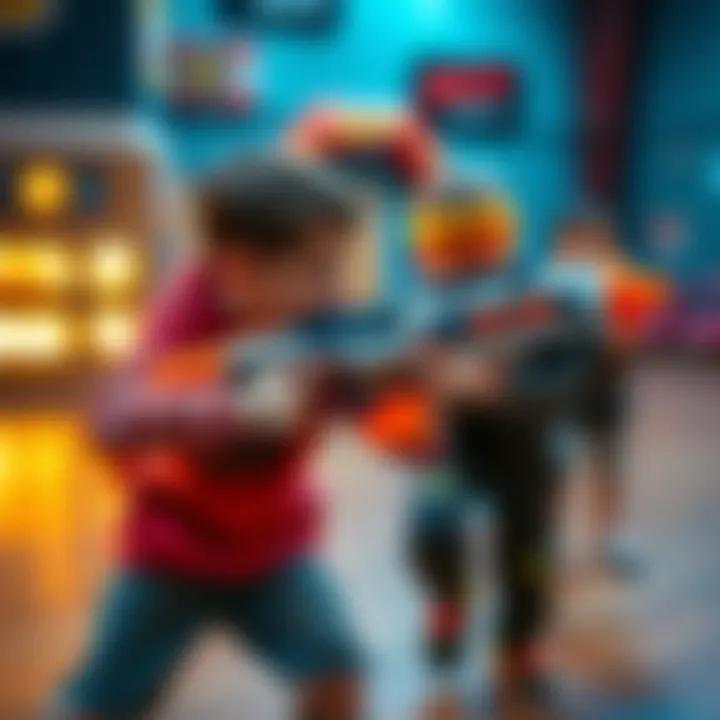 Nerf Strike game in action, showcasing strategic gameplay among children.