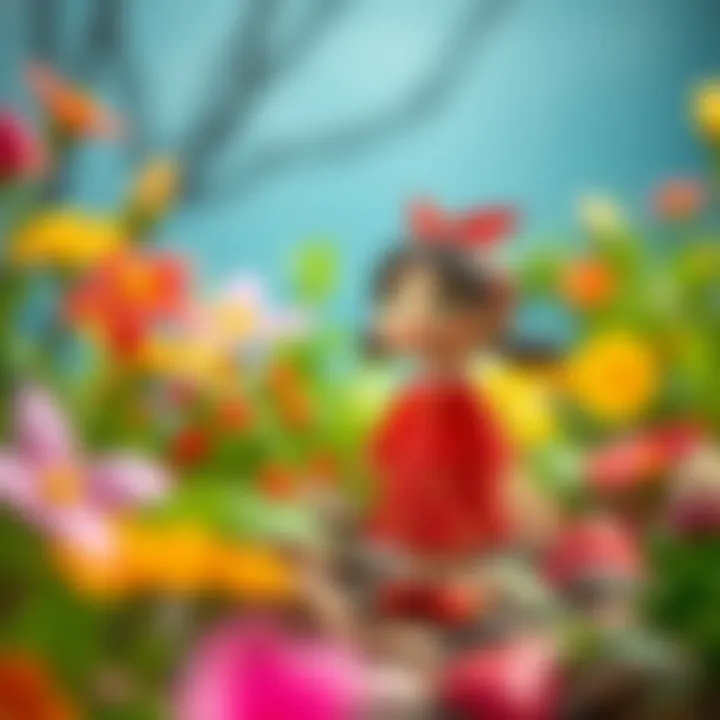 Niloya's Playful Spirit Illustration of Niloya in a vibrant garden setting, showcasing her playful nature.