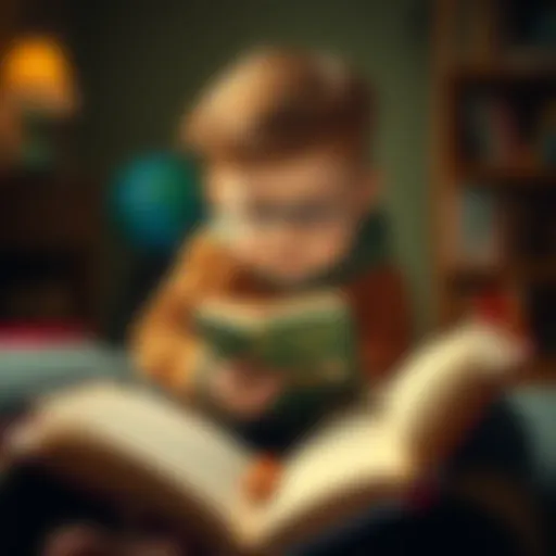 A young reader immersed in a book, discovering new worlds.