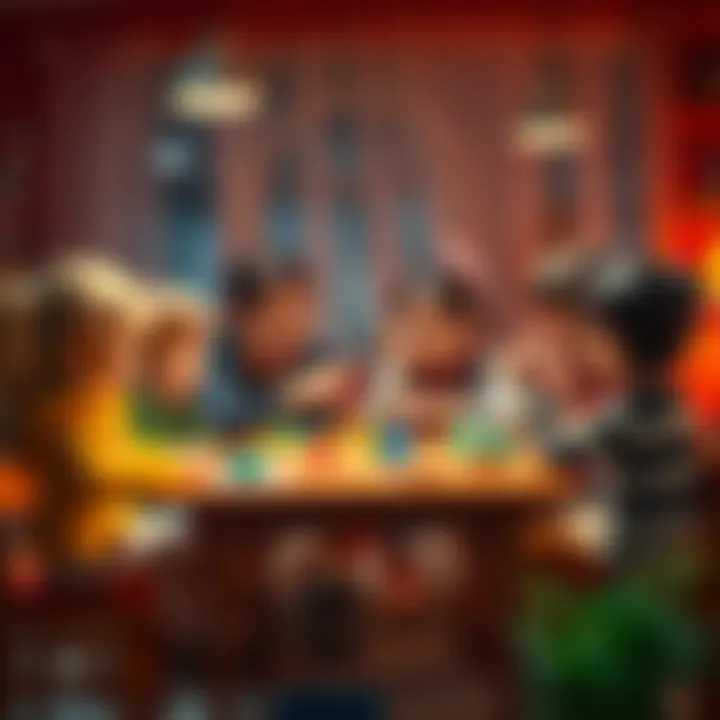 Family gathered around a table for a game night.