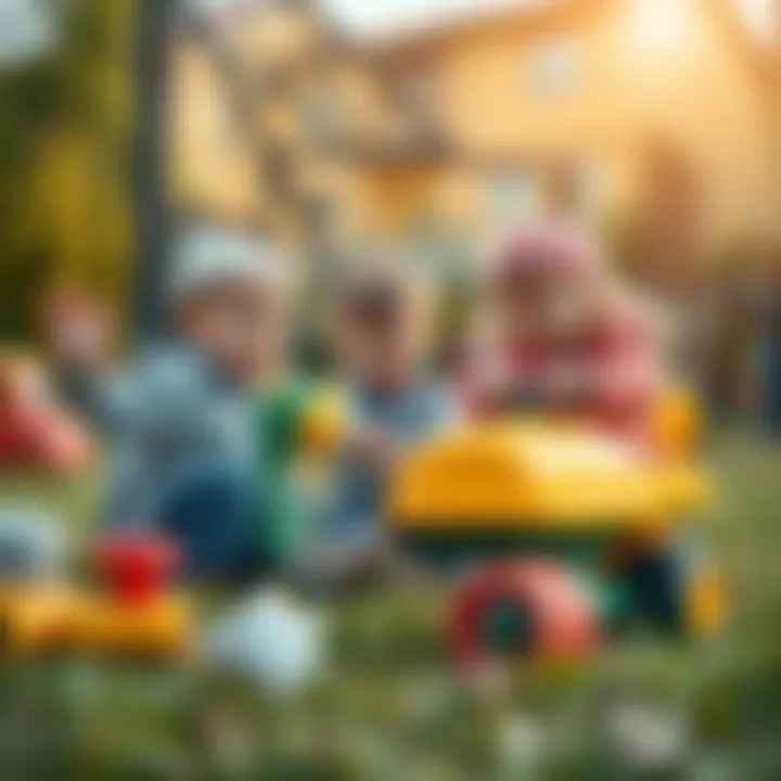 Children enjoying outdoor play with classic toys.