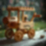 A classic wooden toy cart designed for children