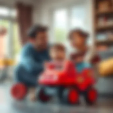 Family Discussion on Child Development A family discussing the benefits of toy carts for child development