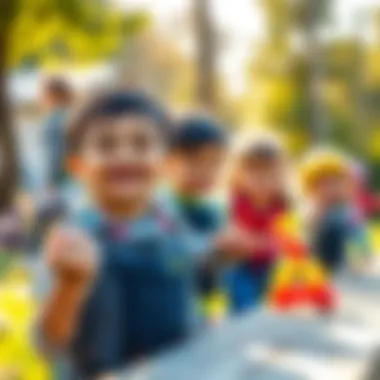 Joyful children participating in outdoor activities