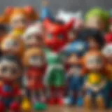 A vibrant collection of diverse toy dolls promoting creativity