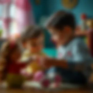 Children developing social skills through doll play
