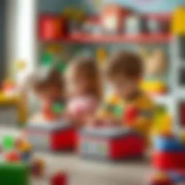 Children engaged in imaginative play with a toy cash register