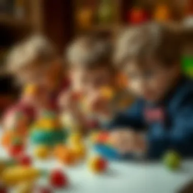 Children engaging in imaginative play with fruits