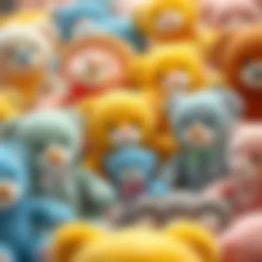 A selection of plush teddy bears in different colors and sizes