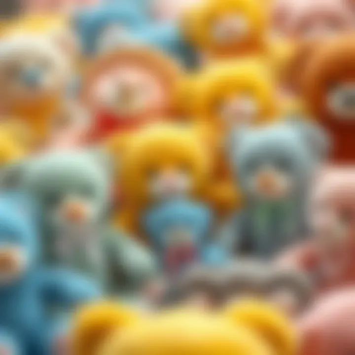 A selection of plush teddy bears in different colors and sizes