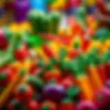 Colorful toy vegetables arranged playfully