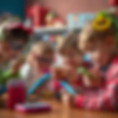 Social Play with Toy Phones Group of children using toy phones together