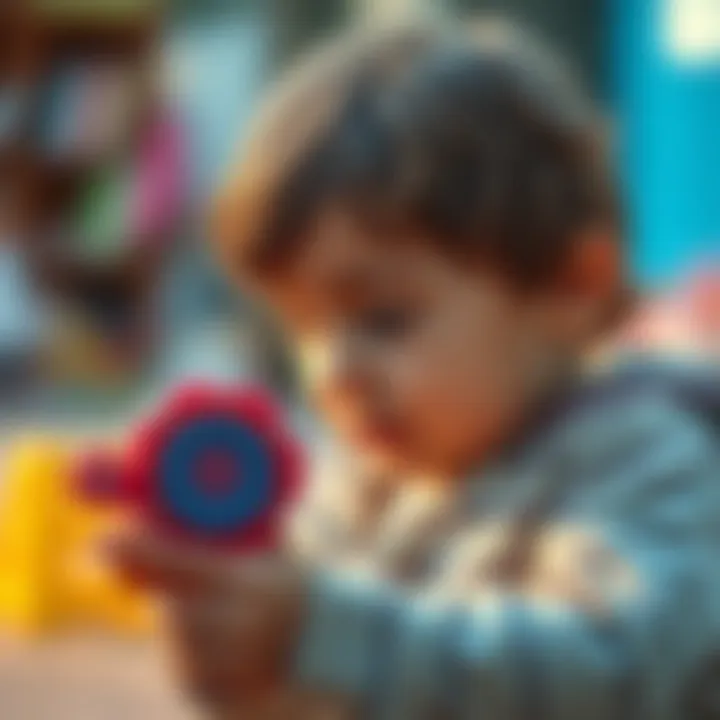 Child learning to use a yoyo in a playful manner