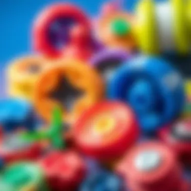 Colorful yoyo toys arranged artistically