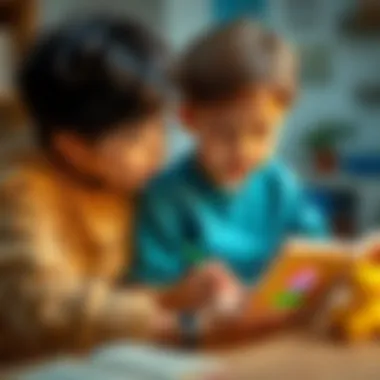 Parent reading with a child using an audio book app