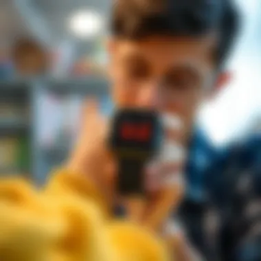 A parent selecting a digital watch for their child