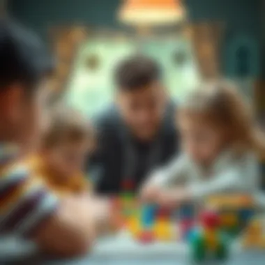 Parents playing games with their toddlers