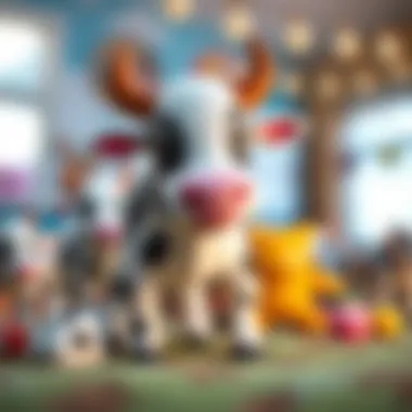 Parents selecting safe cow toys for kids