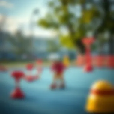 Safe play area with skating equipment