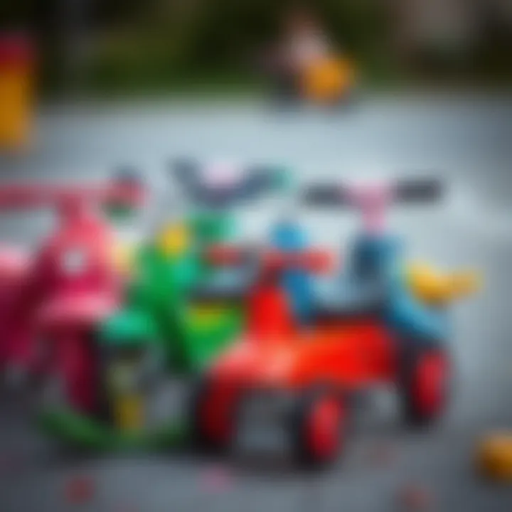 Variety of Colorful Pedal Toys Colorful pedal toys for children