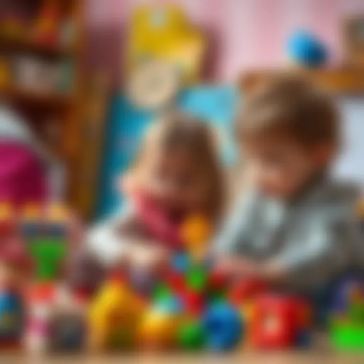 Children Engaging with Educational Toys Children playing with colorful educational toys