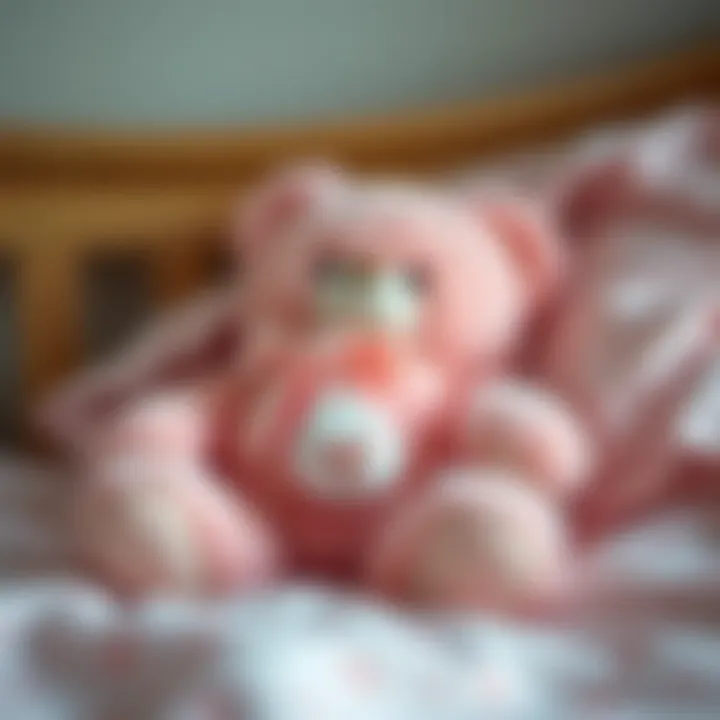 The Comfort of a Pink Teddy Bear Soft pink teddy bear on a cozy bed