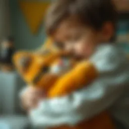 A child hugging a plush cat toy, showcasing emotional connection.