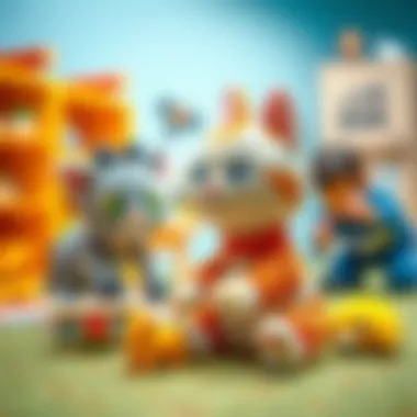 Educational Play with Plush Cat Toys Children engaging in educational play with plush cats, highlighting learning opportunities.