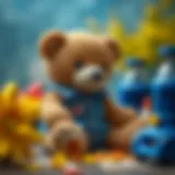 Child engaging with a postal bear toy