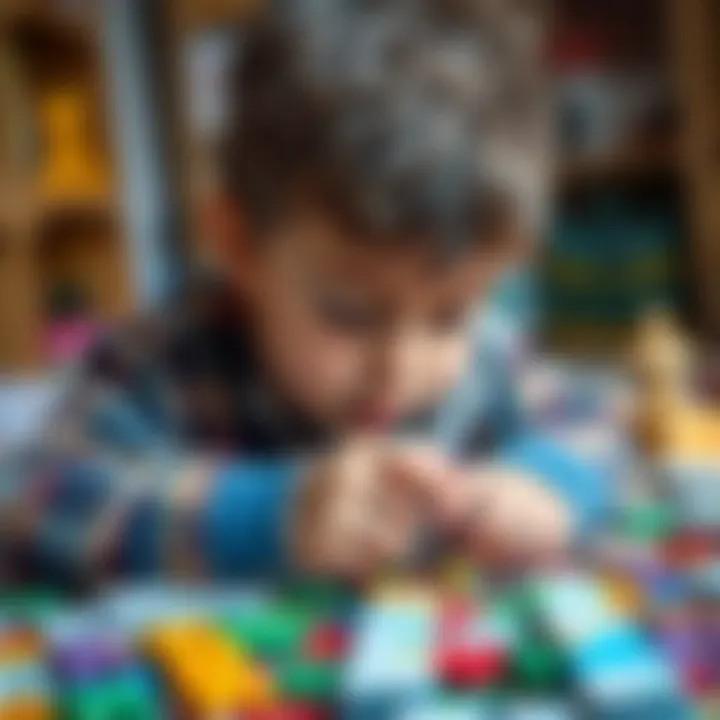 Child focused on assembling a puzzle